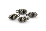 Black Cone Charm, 4 Gunmetal Plated Pine Cone Charms With 1 Loop (16x7.5mm) U109