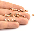 Rose Gold Hearts, 10 Rose Gold Plated Brass Spacer Beads, Spacer Connectors, Heart Beads (3.5x5.7mm) BS 2208 Q0404