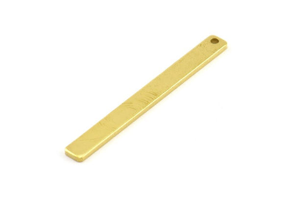 Rectangle Stamping Blank, 12 Raw Brass Rectangle Stamping Blanks With 1 Hole Pendants (50x5x1.5mm) A0768