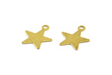 Brass Star Charm, 24 Raw Brass Star Charms With 1 Loop (14x12x0.4mm) A0872