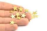 Brass Star Charm, 24 Raw Brass Star Charms With 1 Loop (14x12x0.4mm) A0872