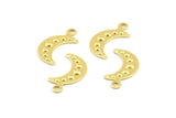 Brass Moon Charm, 50 Raw Brass Textured Horn Charms With 1 Loop, Pendant, Jewelry Finding (14x4x1mm) A0941