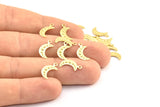 Brass Moon Charm, 50 Raw Brass Textured Horn Charms With 1 Loop, Pendant, Jewelry Finding (14x4x1mm) A0941
