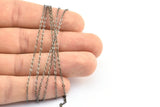 Gunmetal Chain, Cable Chain, 10 Meters - 33 Feet (1.5x2mm) Gunmetal Tone Brass Soldered Chain - Y007 Z029
