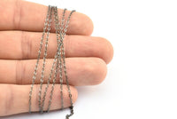 Gunmetal Brass Chain, 90 Meters - 330 Feet (1.5 x 2 mm) Gunmetal Tone Brass Soldered Chain - Y007 Z029