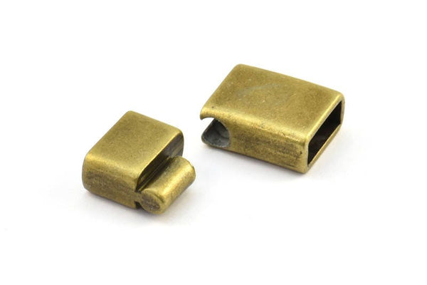Leather Cord Clasp, 10 Antique Plated Zinc Alloy Magnetic Clasp For Leather Cord (28x15mm)