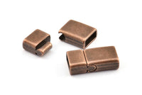 Leather Cord Clasp, 10 Antique Copper Plated Zinc Alloy Magnetic Clasp For Leather Cord (28x15mm)