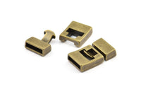 Leather Cord Clasp, 10 Antique Plated Zinc Alloy Clasp For Leather Cord (31x17.5x6.5mm)