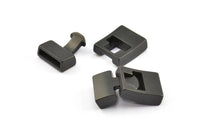 Leather Cord Clasp, 10 Black Plated Zinc Alloy Clasp For Leather Cord (31x17.5x6.5mm)