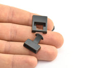 Leather Cord Clasp, 10 Black Plated Zinc Alloy Clasp For Leather Cord (31x17.5x6.5mm)