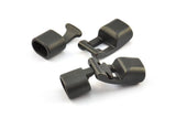 Leather Cord Clasp, 10 Black Plated Zinc Alloy Clasp For Leather Cord (35x12x9mm)
