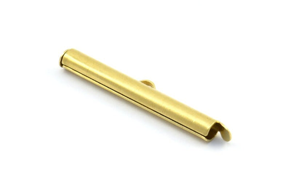 Brass Slide On End, 24 Raw Brass Slide On End Clasps for Seed Beads, Findings, Bracelets (35x4mm) BS 2076