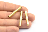 Brass Slide On End, 24 Raw Brass Slide On End Clasps for Seed Beads, Findings, Bracelets (35x4mm) BS 2076
