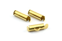 Brass Slide On End, 50 Raw Brass Slide On End Clasps for Seed Beads, Findings, Bracelets (12.5x4mm) BS 2064