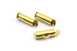 Brass Slide On End, 50 Raw Brass Slide On End Clasps for Seed Beads, Findings, Bracelets (12.5x4mm) BS 2064