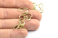 Brass Ear Hooks, 12 Raw Brass Earring Wires, Earring Hooks (14x8mm) BS 1836