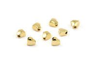 Gold Hearts, 10 Gold Plated Brass Spacer Beads, Spacer Connectors, Heart Beads (3.5x5.7mm) BS 2208 Q0404