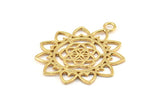 Gold Textured Pendant - 2 Gold Plated Brass Textured Pendants With Hearts (36x30x1.3mm) N0253 Q0119