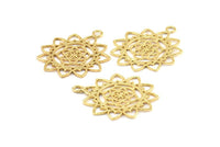 Gold Textured Pendant - 2 Gold Plated Brass Textured Pendants With Hearts (36x30x1.3mm) N0253 Q0119