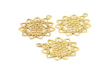 Gold Textured Pendant - 2 Gold Plated Brass Textured Pendants With Hearts (36x30x1.3mm) N0253 Q0119