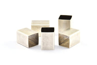 Antique Silver Square Tubes, 6 Antique Silver Plated Brass Huge Square Tubes (14x20mm) Bs 1521 H0514