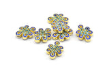 2 Enamel Brass Connector Beads (17x13mm) B-1
