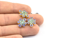2 Enamel Brass Connector Beads (17x13mm) B-1