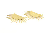 Moon and Sun , 2 Raw Brass Crescent Moon and Semi Sun Ethnic Pendants With 2 Loops, Findings, Charms (54x35x1mm) U126