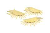 Moon and Sun , 2 Raw Brass Crescent Moon and Semi Sun Ethnic Pendants With 2 Loops, Findings, Charms (54x35x1mm) U126