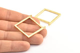 Okuma Gözlüğü Kolye Ucu, 2 Halkalı 2 Ham Pirinç Kare Cam, Geometrik Kolye Ucu, Bulgular (32x2,5x2,5 mm) U040