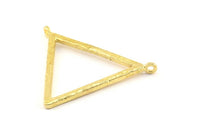 Reading Glasses Pendant, 2 Raw Brass Hammered Triangle For Glass With 2 Loops, Geometric Pendant, Findings (42x2.5x2.5mm) U117