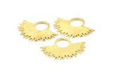 Brass Sun Pendant, 2 Raw Brass Textured Sunny Pendants (41x30x1.2mm) U041