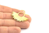 Brass Sun Pendant, 2 Raw Brass Textured Sunny Pendants (41x30x1.2mm) U041