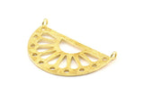 Ethnic Sun Pendant, 2 Raw Brass Semi Circle Pendant With 2 Loops (38x22x1mm) BS 1944
