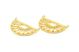 Ethnic Sun Pendant, 2 Raw Brass Semi Circle Pendant With 2 Loops (38x22x1mm) BS 1944