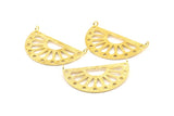 Ethnic Sun Pendant, 2 Raw Brass Semi Circle Pendant With 2 Loops (38x22x1mm) BS 1944