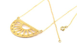 Ethnic Sun Pendant, 2 Raw Brass Semi Circle Pendant With 2 Loops (38x22x1mm) BS 1944
