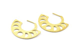 Moon Phases Earring, 2 Raw Brass Semi Circle Earrings, Earring Findings (38x30x1.2mm) BS 2069