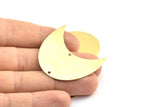 Moon Phase Blank, 5 Raw Brass Crescent Moon Blanks With 2 Holes (42x25x0.6mm) BS 2146