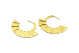 Geometric Earring Findings, 2 Raw Brass Semi Circle Textured Earring Findings (44x34x1.8mm) BS 2059