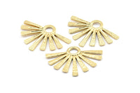 Gold Sun Pendant, 1 Gold Plated Brass Hammered Sunny Pendants With 1 Loop (44x31x2mm) BS 1924 Q0433