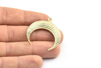 Altın Ay Tılsımı, 1 Altın Kaplama Pirinç Dokulu Boynuz Tılsımı, Kolye Ucu, Mücevher Parçası (36x10.55x3.65mm) N0206 Q0429