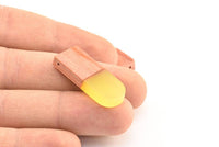 Resin&Wood D Shape Pendant, 2 Yellow Brown D Shape Pendant with 2 Holes, Earrings (32x12.5x4mm) X029