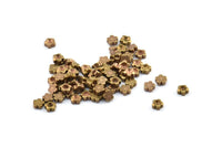 Brass Flower Charm, 100 Raw Brass Flower Setting (4mm) F078