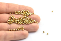 Brass Ball Bead, Raw Brass Spacer Ball Beads, Crimp Beads (3mm, Hole Size 1.2mm ) Bs 1088--n0569