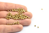 Brass Ball Bead, Raw Brass Spacer Ball Beads, Crimp Beads (3mm, Hole Size 1.2mm ) Bs 1088--n0569