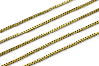 Cube Brass Chain, 2 M - Cube Raw Brass Chain (1.8mm) Z070