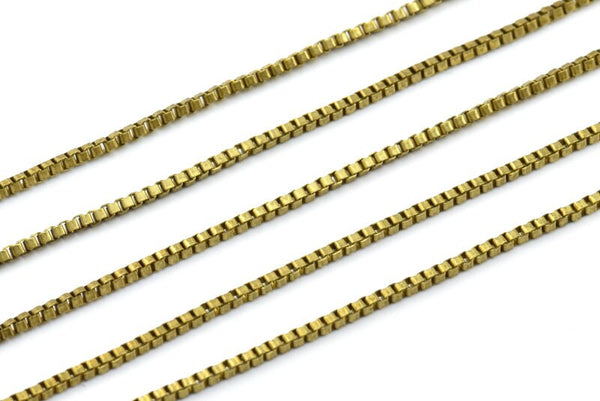 Cube Brass Chain, 5 M - Cube Raw Brass Chain (1.8mm) Z070
