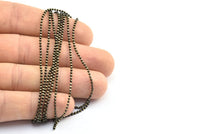 10 M 1.5 Mm Black Gold Brass Faceted Ball Chain - 10 Meters - 33 Feet Z012