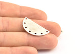 Yarım Ay Tılsımı, 7 Delikli 5 Antik Gümüş Kaplamalı Pirinç Yarım Daire Boşluğu (30x15x0,8 mm) B0160